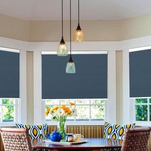 BlinDecor Blackout Cellular Shades Cordless Honeycomb Blinds Shade 24"x64" Blue
